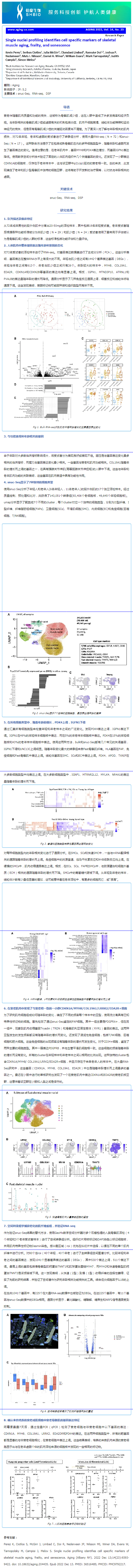 文献解读 _ 单细胞核图谱识别骨骼肌老化、脆弱和衰老的细胞特异性标记物